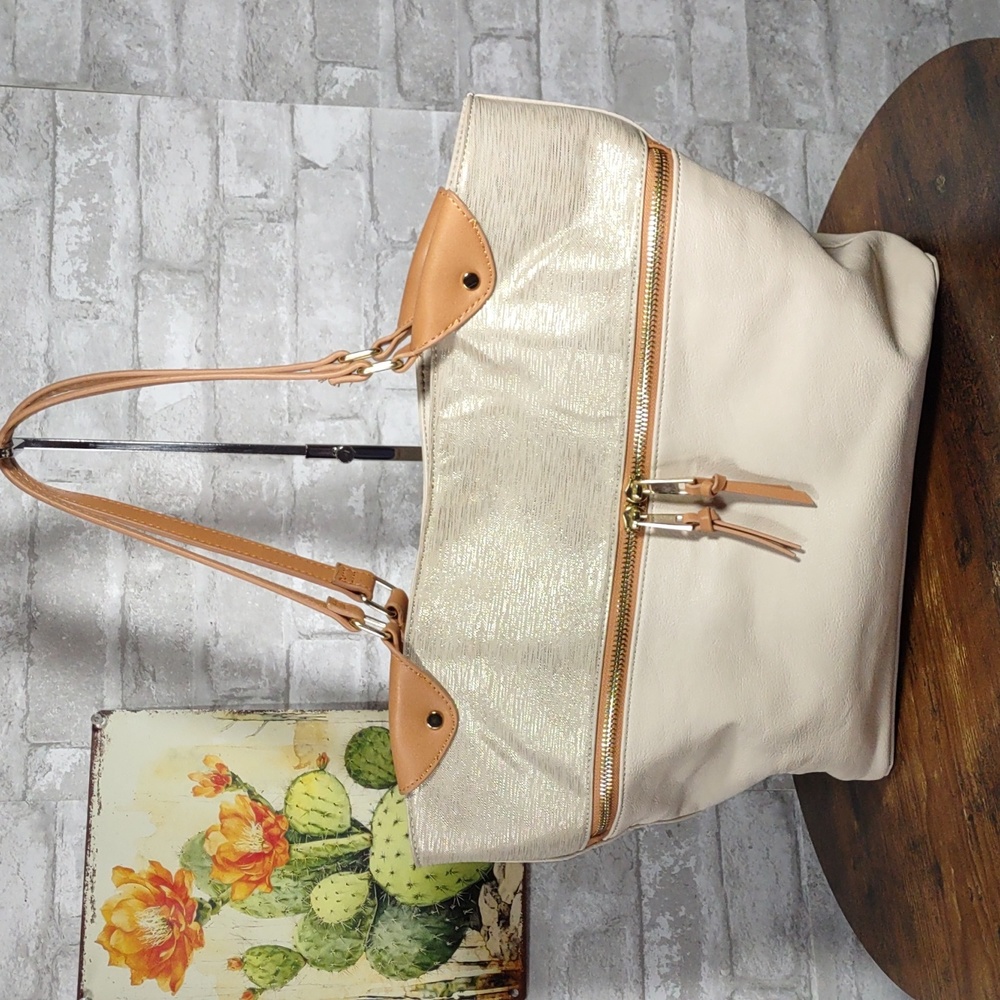 Chico's Two-Tone Faux Leather Tote Bag